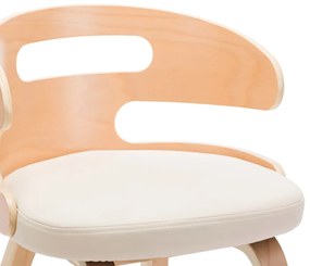 Cadeiras jantar 2 pcs madeira curvada e couro artificial creme