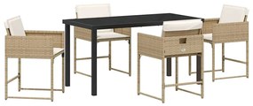 Conjunto de Jantar para o Jardim com 5 Peças da e Almofadas Bege em Ra