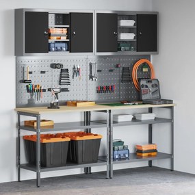 Conjunto de Bancada de Trabalho com 8 Peças em Aço Cinzento