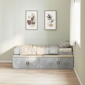 Estrutura de Cama de Armazenamento Cinza Concreto 100x200 cm