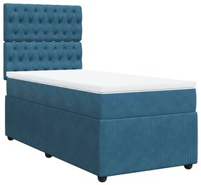 Cama boxspring com colchão 90x200 cm veludo azul