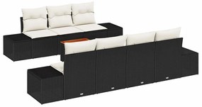 vidaXL Conjunto de Sofá de Jardim 8 pcs Preto e Creme vime PE