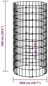Canteiro elevado/cesto gabião em poste Ø50x100 cm aço galvaniz.
