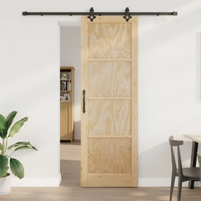 Porta Deslizante com Conjunto de Hardware 'ORKDAL'Madeira Maciça de Pi