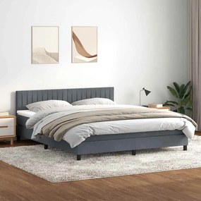 vidaXL Cama box spring c/ colchão e LED 180x210 cm veludo cinzento-escuro
