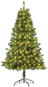 HOMCM Árvore de Natal Artificial com 490 Ramos 170 Luzes LED e Base Dobrável de Metal para Interior Ø75x150 cm Verde | Aosom Portugal