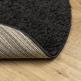 Tapete shaggy de pelo alto PAMPLONA Ø 240 cm preto