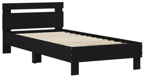 Estrutura cama cabeceira 75x190 cm derivados de madeira preto