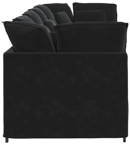Sofá modular com almofadas veludo preto
