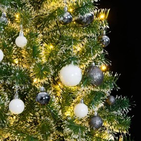Árvore Natal artificial c/ 300 luzes LED, bolas e neve 210 cm