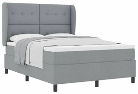 Cama com Estrado e Colchão Cinza Claro, 160x200 cm, em Tecido