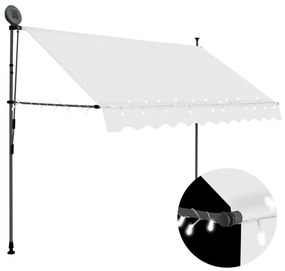 Toldo retrátil manual com LED 250 cm creme