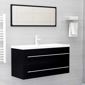 vidaXL 2 pcs conjunto móveis casa de banho derivados de madeira preto