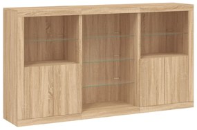 Aparador com luzes LED 181,5x37x100 cm carvalho sonoma