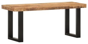 Banco 110 cm Madeira de Mangueira áspera Maciça e Aço