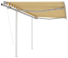 Toldo retrátil automático com postes 3,5x2,5 m amarelo e branco