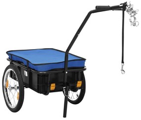 vidaXL Reboque p/ bicicleta/carroça de mão 155x60x83cm aço azul