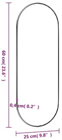 Espelho de parede oval 25x60 cm vidro