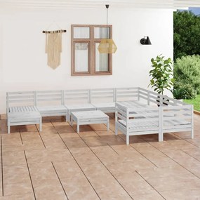 11 pcs conjunto lounge de jardim pinho maciço branco
