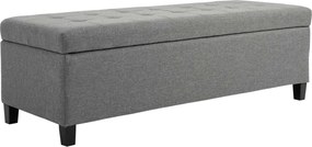 HOMCOM Banco Armazenamento Acolchoado Estofado Linho Tampa Abertura Prático 125x49x41,5 cm Cinza Elegante | Aosom Portugal