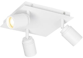 Foco de teto moderno branco quadrado 3 luzes IP44 - Ducha