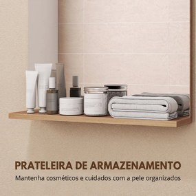 Espelho de Casa de Banho de Parede com Prateleira Aberta 50x12x60 cm Carvalho