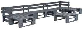 vidaXL 6 pcs conjunto lounge de jardim paletes madeira cinzento