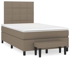 Cama boxspring c/ colchão 120x190cm tecido castanho-acinzentado