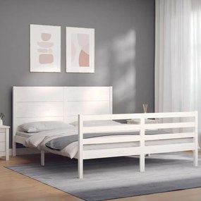 Estrutura de cama com cabeceira 160x200 cm madeira maciça