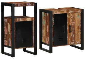 vidaXL Conjunto de Móveis para Banheiro com prateleira com armazenamento com porta 2 pcs