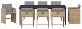 Conjunto de Jantar de Jardim vidaXL de 9 Peças com Almofadas Bege de R