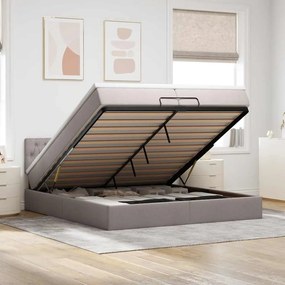 vidaXL Estrutura de cama otomana com colchão cinza 200x200 cm tecido