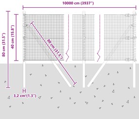 Cerca de Arame Soldado com 13 Postes Verde 0.4x100 m Aço