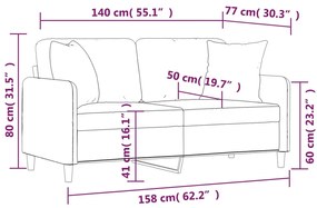 Sofá 2 lug. + almofadas decorativas 140 cm tecido amarelo-claro
