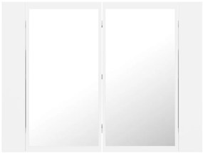 Armário espelhado casa banho c/ LED 60x12x45 cm acrílico branco