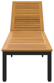 Espreguiçadeira Preta 200x55x35 cm Madeira Acácia Maciça