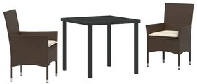 Conjunto de Jantar para Jardim 3 pcs Castanho 2 Lugares Aço