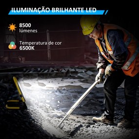 Projetor LED Recarregável com Cabeças e Suporte Ajustáveis 100W 8500 L