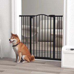 Barreira de Segurança para Cães com Largura Ajustável 74-100 cm e Extensões para Escadas e Portas Preto