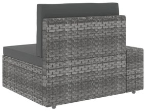 10 pcs conjunto lounge de jardim vime PE cinzento
