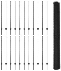 Postes de Cerca vidaXL 22 pcs Canal U Cinza 140 cm Aço, Cerca Hexagona