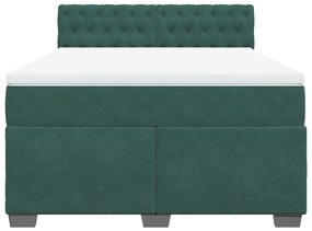 Cama com molas/colchão 160x200 cm veludo verde-escuro