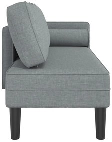 Chaise lounge com almofadões tecido cinzento-claro