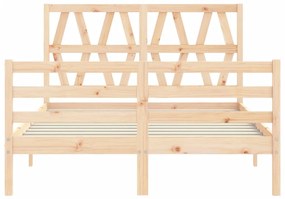 Estrutura de cama com cabeceira 140x190 cm madeira maciça