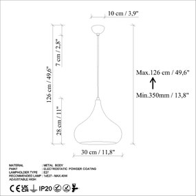 Candeeiro de Teto Saglam – Turquesa – Ø30 h:28 cm