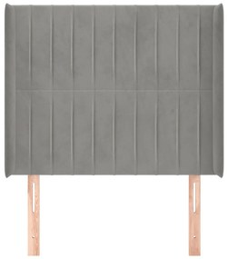 Cabeceira cama c/ abas veludo 103x16x118/128 cm cinzento-claro