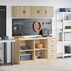 vidaXL Armários de garagem 6 pcs derivados de madeira carvalho sonoma