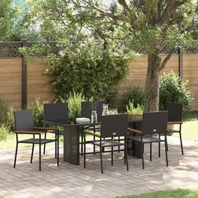 Conjunto de Jantar de Jardim vidaXL de 7 Peças Preto Polirattan