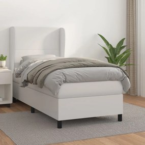 Cama com molas/colchão 80x200 cm couro artificial branco