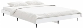 Estrutura de cama 135x190 cm derivados madeira branco brilhante